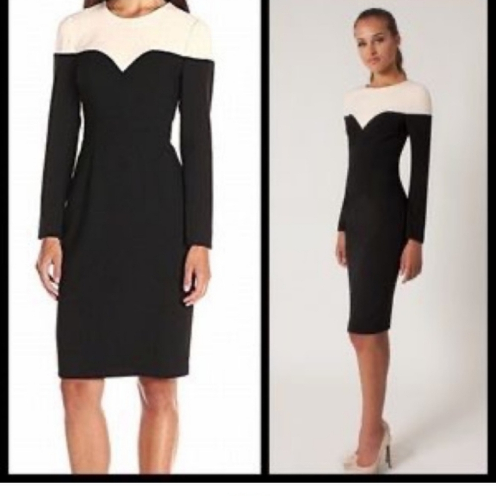 Black halo black and white dress midi